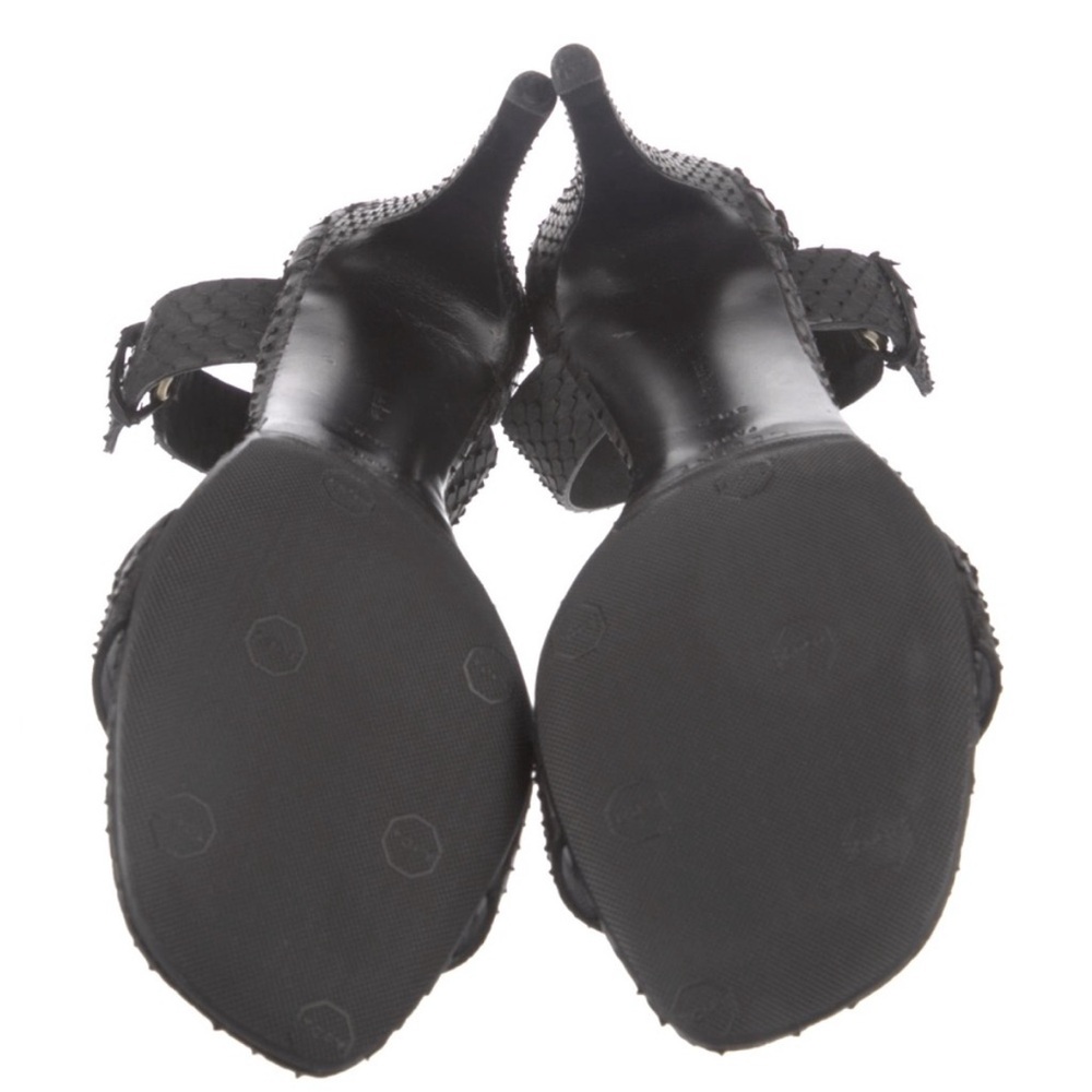 Celine Black Textured Ankle-Strap Stiletto Sandal - Picture 3 of 7